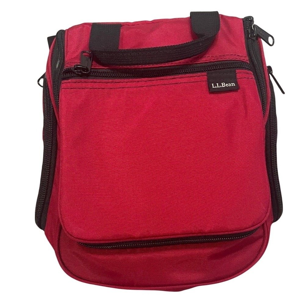 LL Bean Red Hanging Toiletry Bag Organizer Hiking/Travel Case